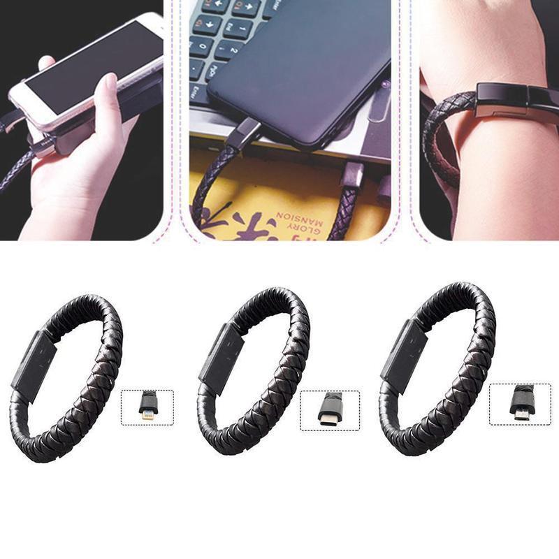 Leather Mini USB Bracelet Cable | Stylish & Portable Charging