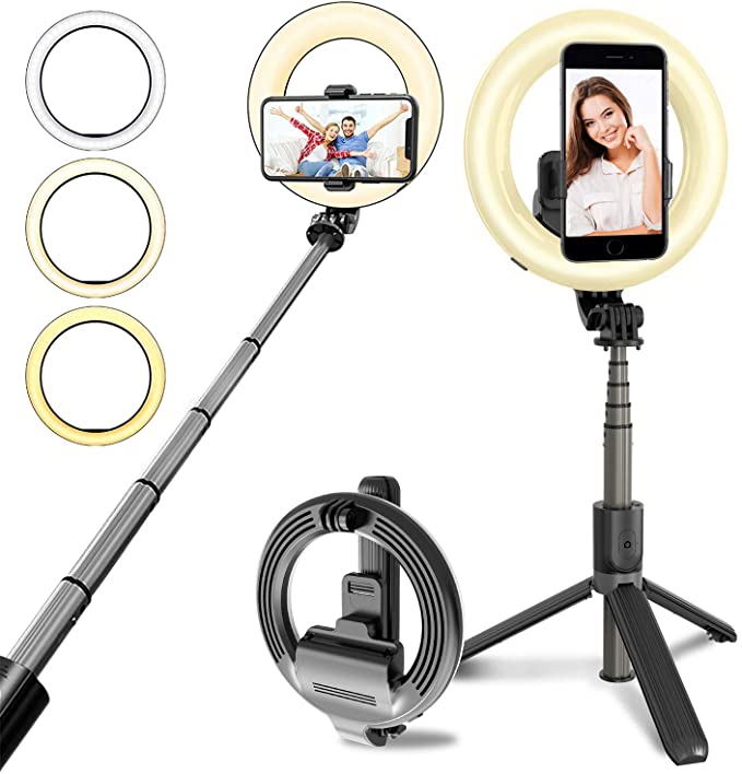 4-in-1 Selfie Stick Tripod | Wireless with Ring Light