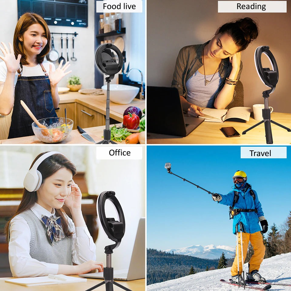 4-in-1 Selfie Stick Tripod | Wireless with Ring Light