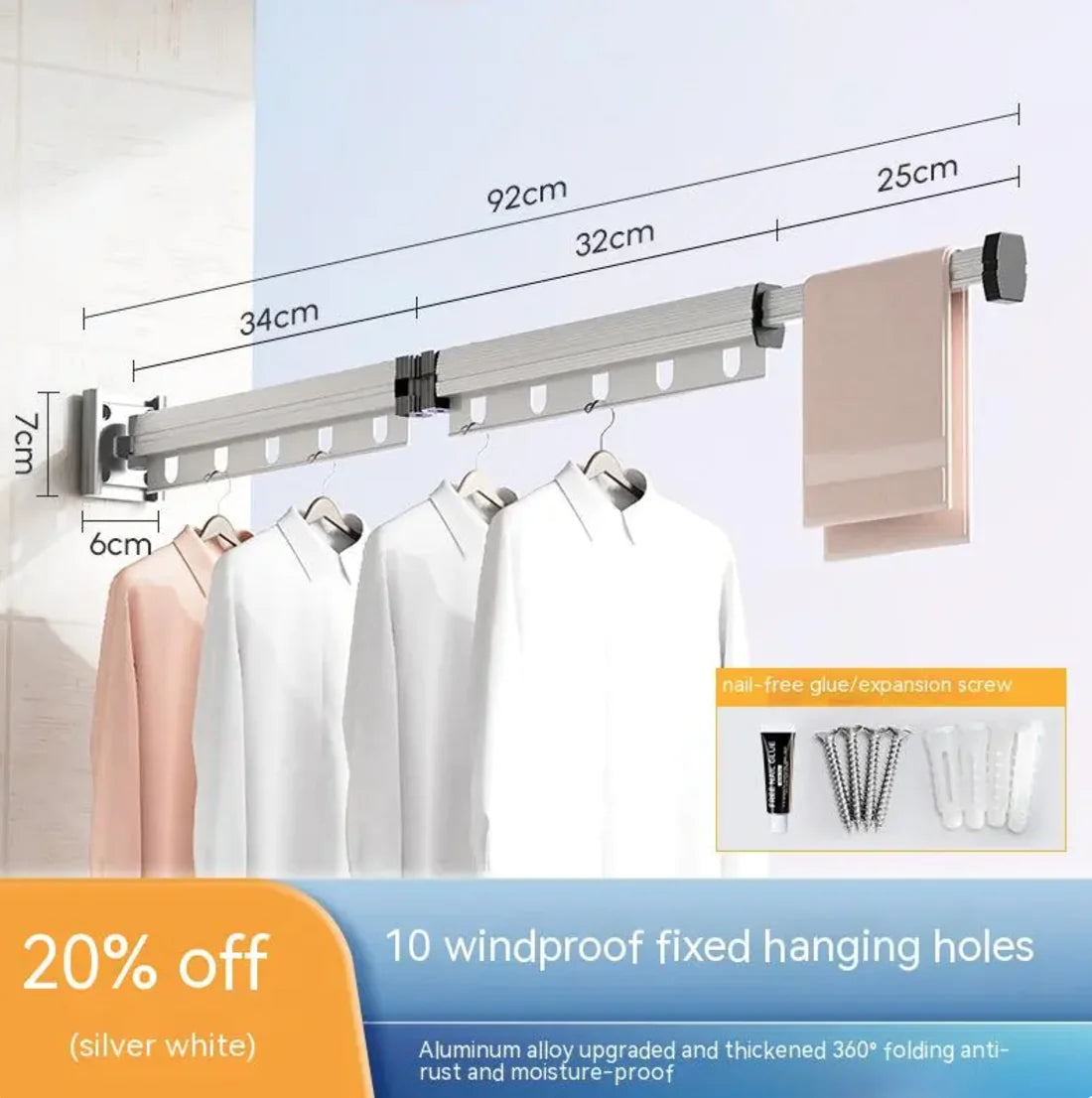 Aluminum Suction Cup Clothes Hanger