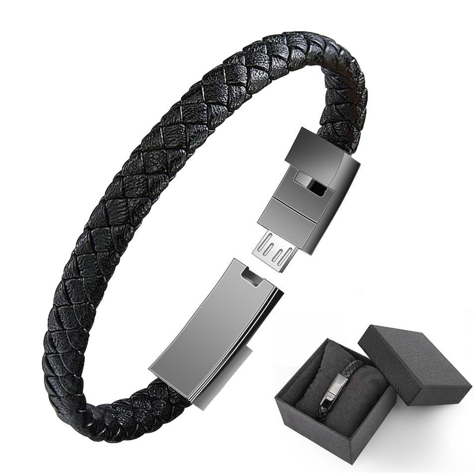 Leather Mini USB Bracelet Cable | Stylish & Portable Charging